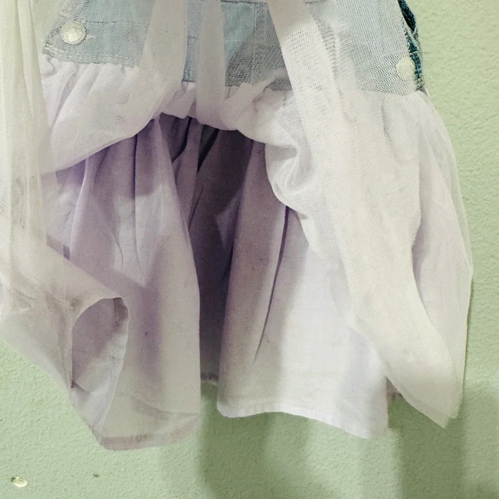 OshKosh Bgosh Girls‎ 4T Unicorn Denim Overall Dress Lavender Tulle Birthday